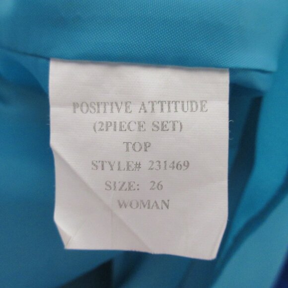 Positive Attitude Women’s 2-Piece Suit Jacket Skirt Size 26 Blues Linen Blend - Picture 13 of 14